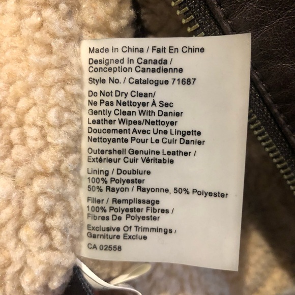 Danier Vintage Dark Brown Leather Sherpa Lined Jacket XL - Picture 9 of 14